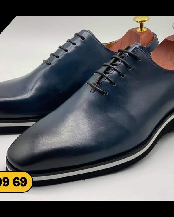 Derby Hybride Bleu Patiné