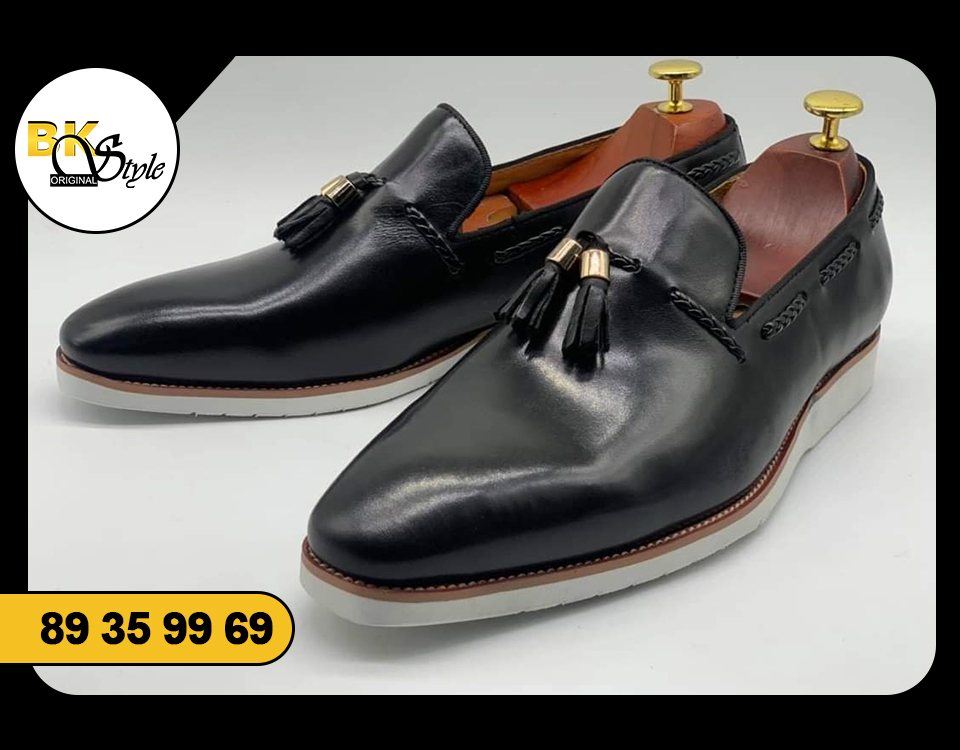 Mocassin Hybride Noir Pompon — BK Style