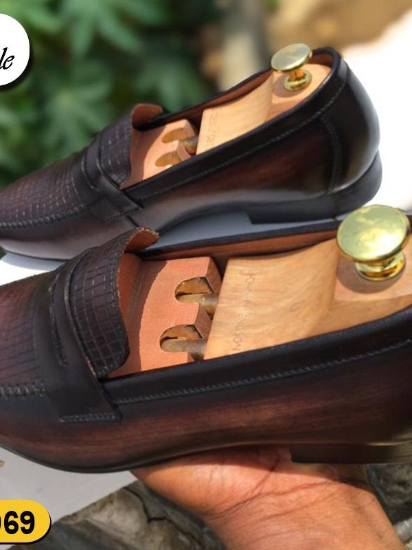 Mocassin Bordeaux Patiné