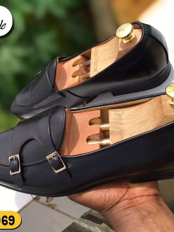 Mocassin Noir Double Boucle