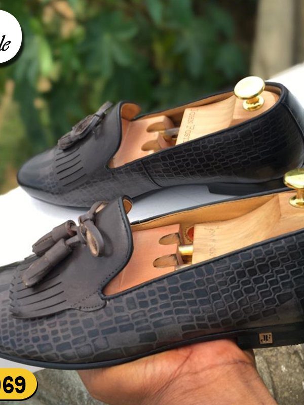 Mocassin Noir Tressé